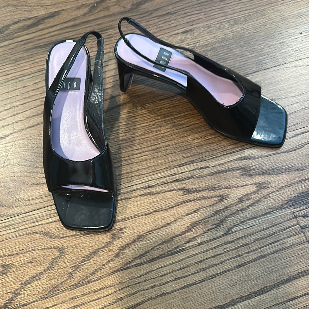 Impo Black Peep-Toe Heels with Block Heel